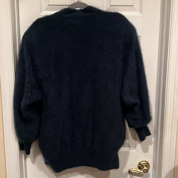 Vtg JESSICA ASH NY Fully Lined High Quality 90% Angora BLUE Cardigan Sweater - Picture 9 of 9